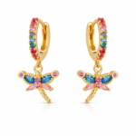 Pendientes mujer chapada oro libélula Lucía Martín 9120505
