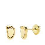 Pendientes Niña Oro 18k Forma De Pie 18983