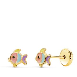 Pendientes Oro 18k Niña Pez 21298