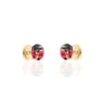 Pendientes De Niña De Oro 18k Mariquita Mini 210-1092A