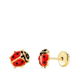 Pendientes Oro 18K Niña Mariquita 2803
