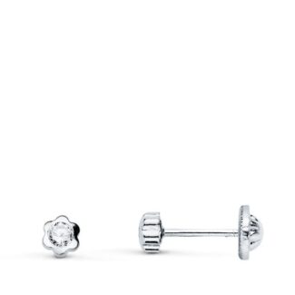 Pendientes Oro Blanco 18k Niña Flor N5999-3BT