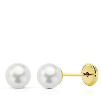 Pendientes De Oro 18k Perlas Niña 187-34-5A