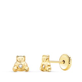 Pendientes Niña Oro 18k Osito N3000-3AT