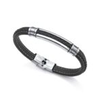 Pulsera Viceroy Acero Piel Negra 14063P01010