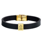 Pulsera Hombre Dorada Cuero y Placa Lucía Martín  9123435