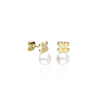 Pendientes Oro 18k Perlas Flor 210-532A