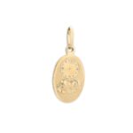 Medalla De Oro Amarillo De 18K Niño En Pajas Con Reloj 147-141