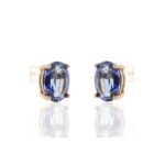 Pendientes De Mujer Oro 18k Zafiro Azul 210-648A