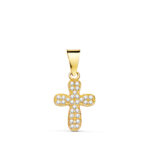Cruz De Oro Amarillo De 18K Circonitas Blancas 22334