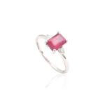 Anillo Mujer Oro Blanco 18k Rubí 210-1117-1SB