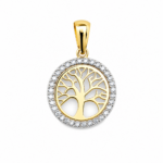 Colgante Oro Bicolor 18k Árbol Vida Con Circonitas REF.210-714-2