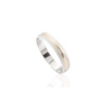 Alianza Oro Bicolor 18K Satinada Línea Central en Oro 18-599-2S