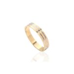 Alianza De Oro Bicolor 18K Tres Líneas Oro Amarillo 18-645-2S