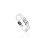 Alianza Oro Blanco 18K  Bandas Diagonales Satinadas 18-549-1S
