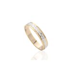 Alianza De Oro Bicolor 18K Banda Central Diamantada 18-193-2S