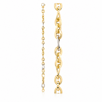 Pulsera Oro Bicolor 18k. Eslabones Pulido Brillo 167-3682P