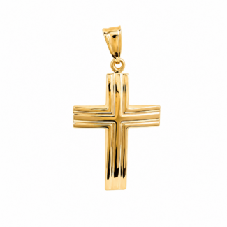 Cruz De Oro Amarillo 18k Brillo y Rayada 547-488