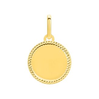 Colgante Disco Liso para Grabar Oro Amarillo 9K. 9KV12