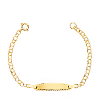 Pulsera Bebé Oro Amarillo 18k Milanesa con Placa 22369