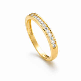 Sortija Media Alianza Oro Amarillo 18K con Circonitas 65-1160S