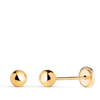 Pendientes Oro 18k Bola Lisa Brillo 4mm 204-45-4A