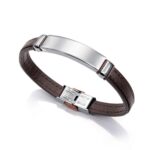 Pulsera Viceroy Hombre de Acero y Piel Marrón  6371P09011