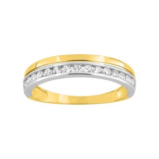 Anillo de Oro Bicolor de 9K y Circonitas 09SG08BZ