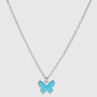 Collar Marea Plata con Mariposa Azul Turquesa D02407/AG