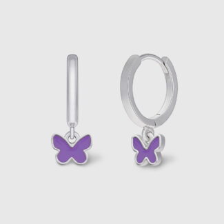 Pendientes Marea Plata para Niña con Mariposa Lila D02401/CC