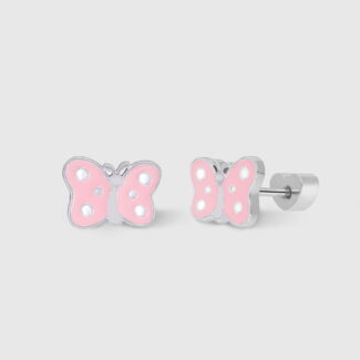 Pendientes Marea Plata para Niña Mariposa Rosa D04001/AD