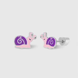 Pendientes Marea Plata Niña con Caracol Lila y Rosa D04001/AG
