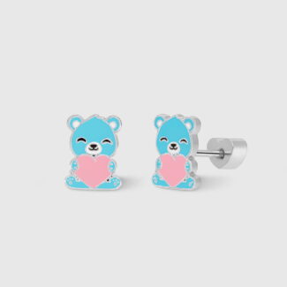 Pendientes Marea Plata para Niña con Osito Azul D04001/AL