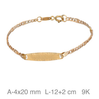 Pulsera Oro Amarillo 9k Bebé Con Placa 148-PUL-9K051
